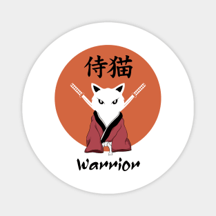 The Great Cat Warrior - Japanese Samurai illustration - Yabisan Magnet